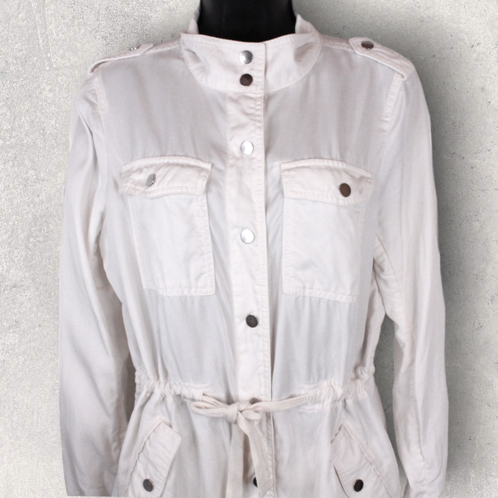 Loft Utility Jacket Snap Button Drawstring In Whi… - image 3